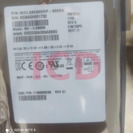005053683 Dell EMC 800GB Flash SSD SAS 12Gbps 2.5" HDD