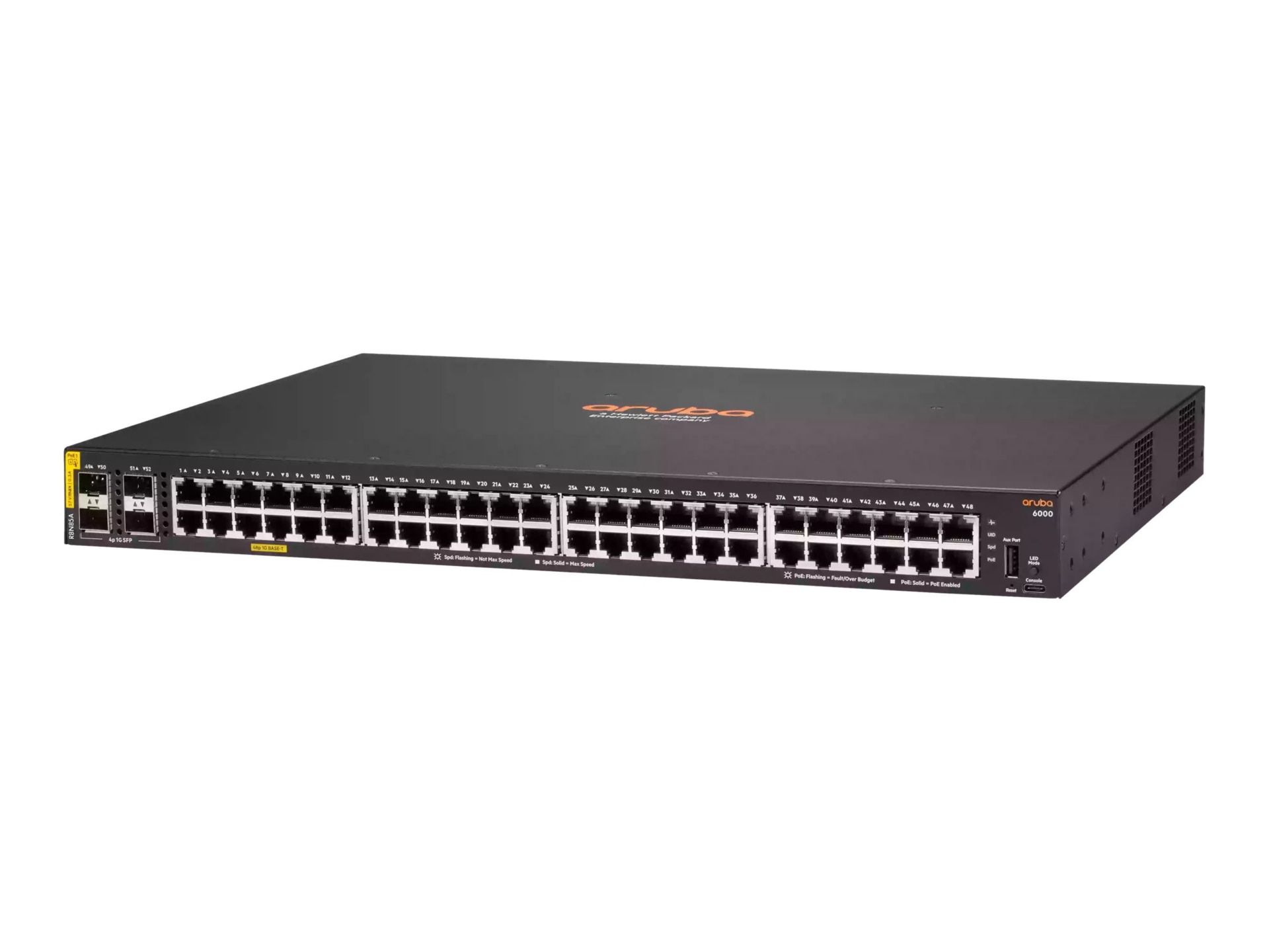 HPE Aruba Networking CX 6300M 24-port HPE Smart Rate (1/2.5/5GbE) Class 6 PoE and 4-port SFP56 Switch